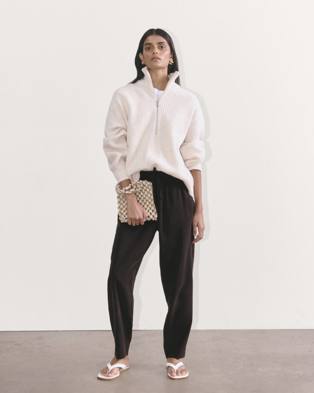 The Tapered Pant in Butterlite in Black — front view