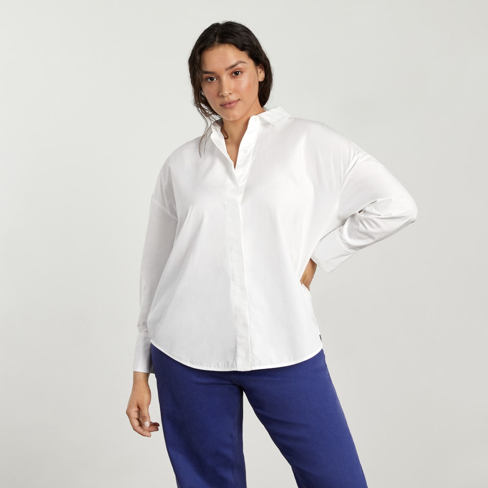 The Oversized Poplin Shirt in White — front view