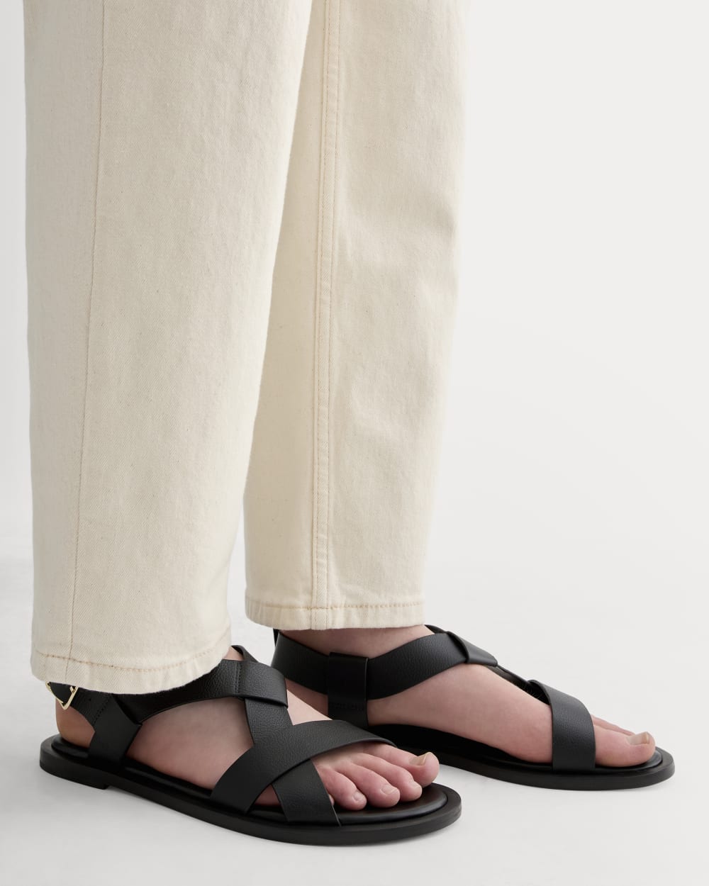 The City Strap Sandal in Black — detail view