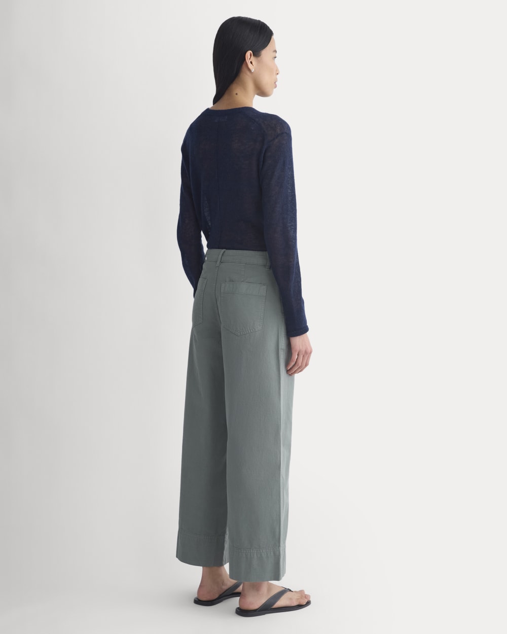 Seamed Wide-Leg Pant in Agave Green — detail view