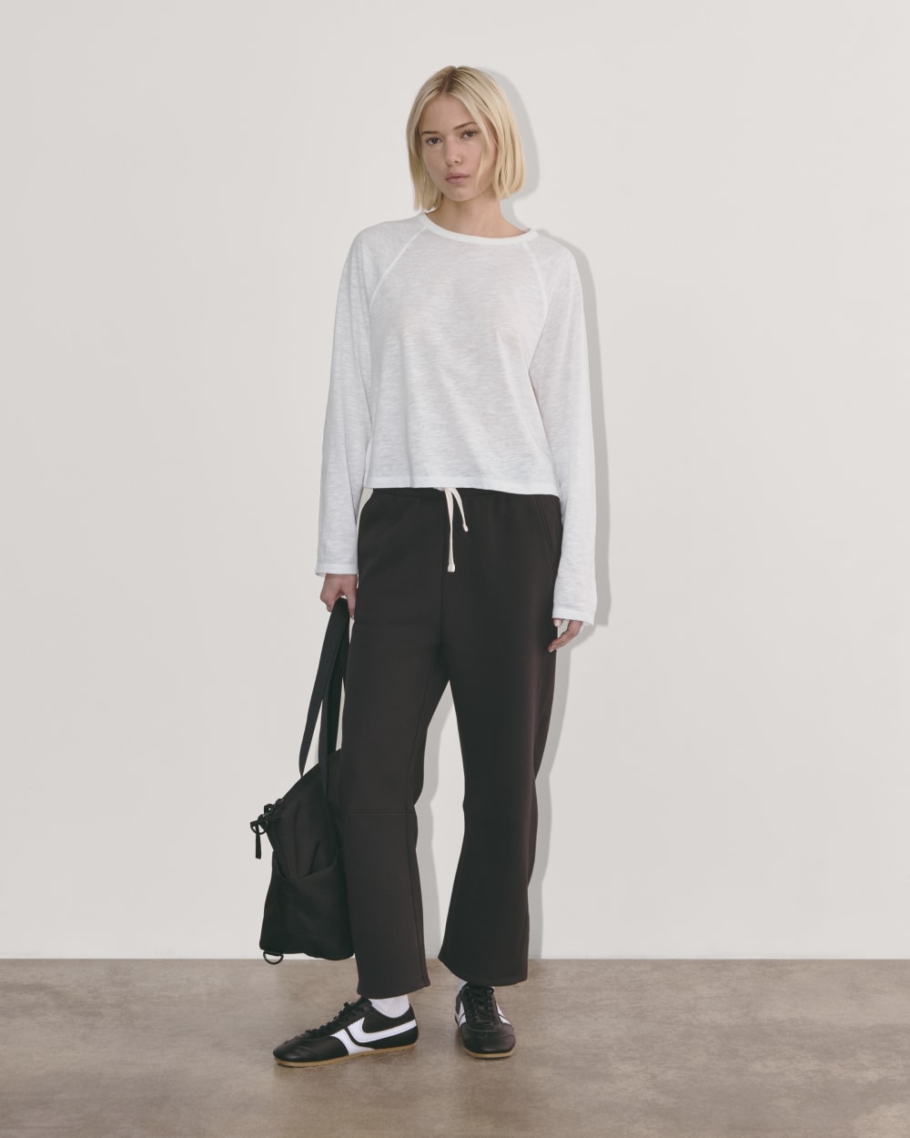 The Perform Crew Tee in White — detail view