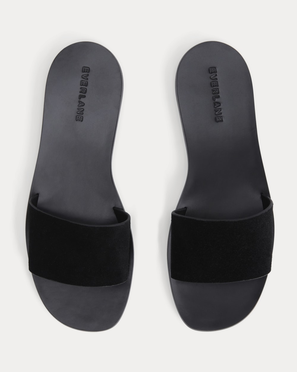 Suede Slide Sandal in Black Suede — detail view