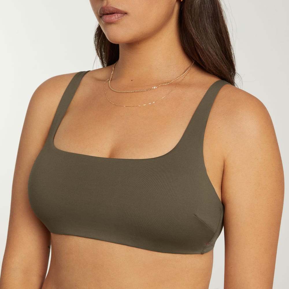 The Square-Neck Bikini Top in Beech — detail view