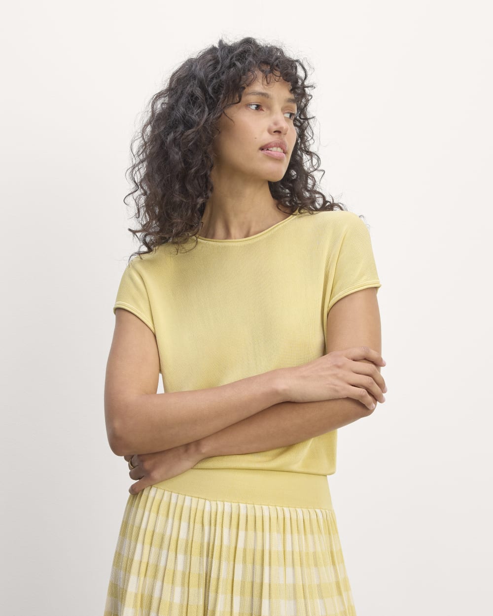 The Oversized Knit Top in Parsnip — front view