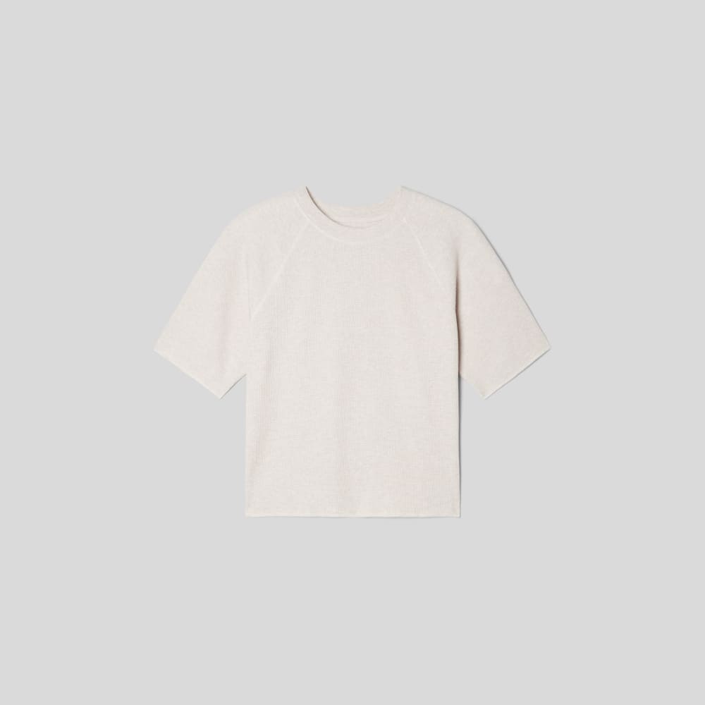 The Organic Cotton Waffle Raglan Tee in Heathered Tan — alternate view