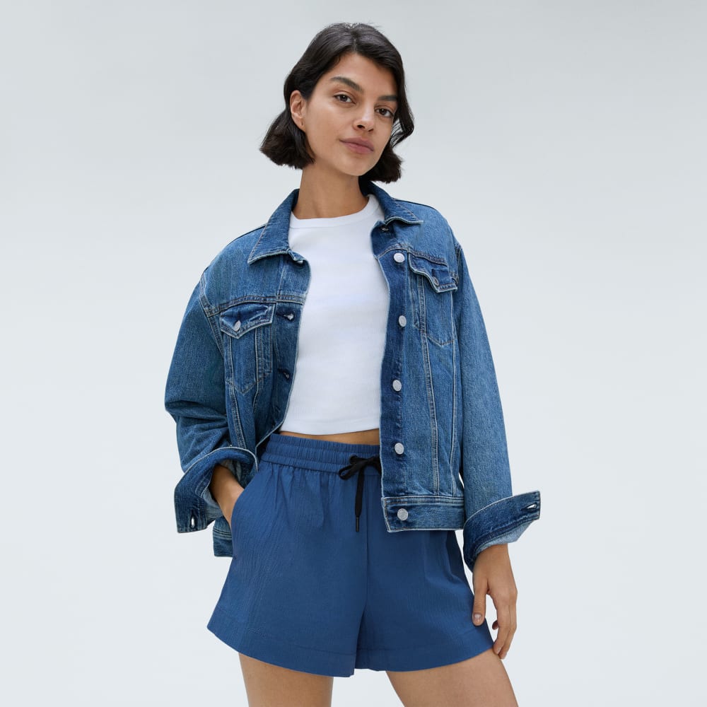 The Seersucker Boxer Short in Deep Blue — detail view