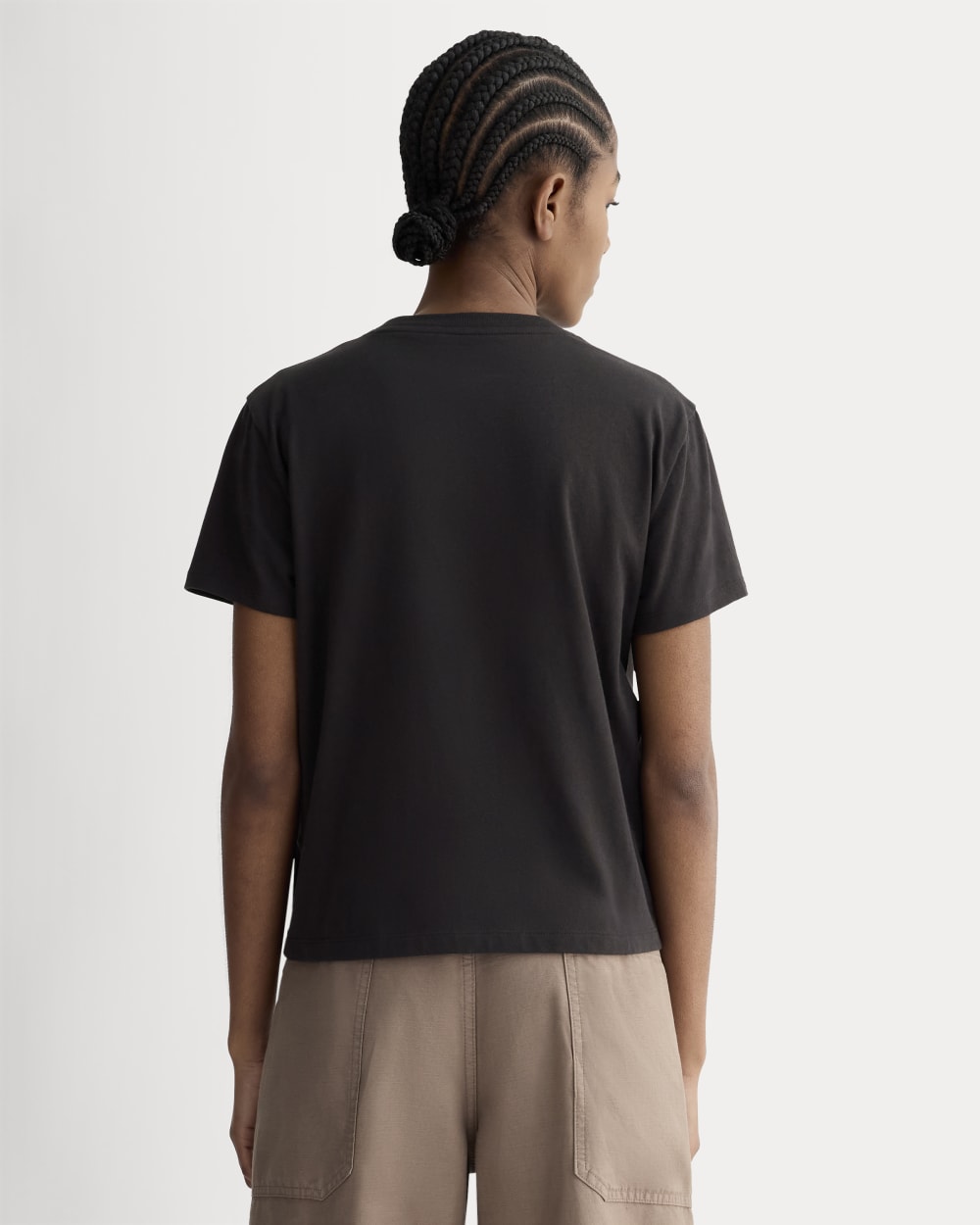 The Box-Cut Tee in Essential Cotton in Black — detail view