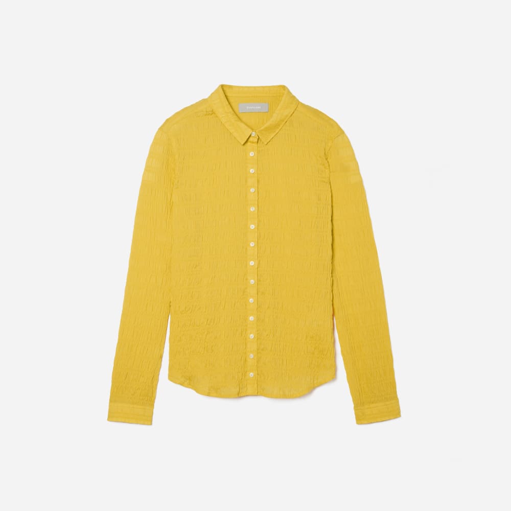 The Button Smock Top in Super Lemon — front view