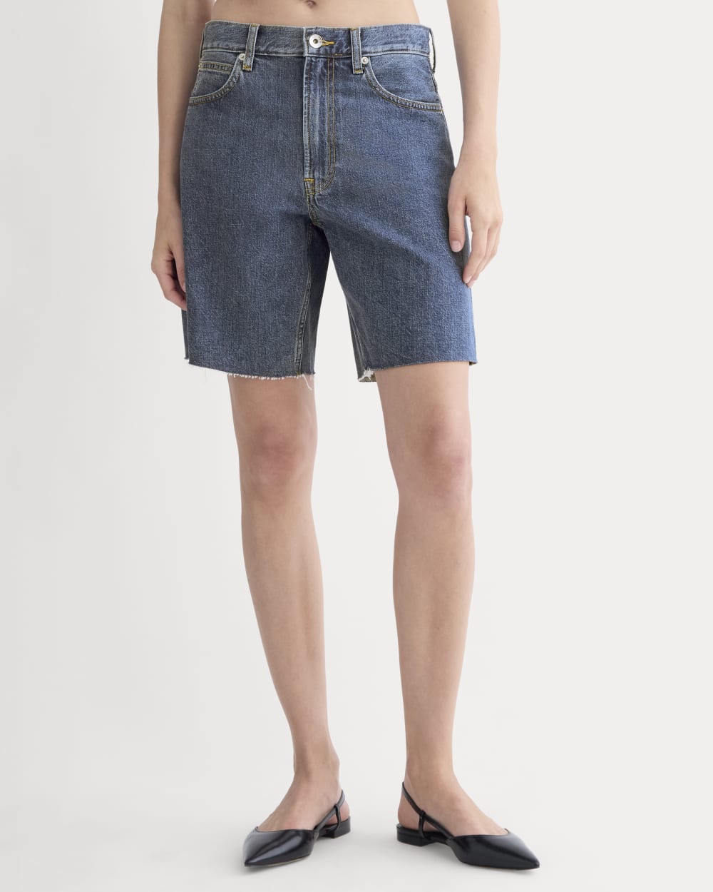 The OG Baggy Jean Short in Medium Blue — detail view