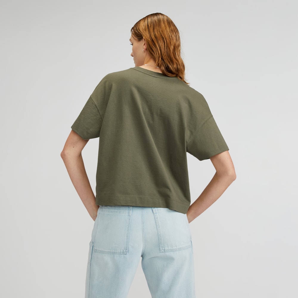 The Organic Cotton Slouchy V-Neck in Kalamata — detail view