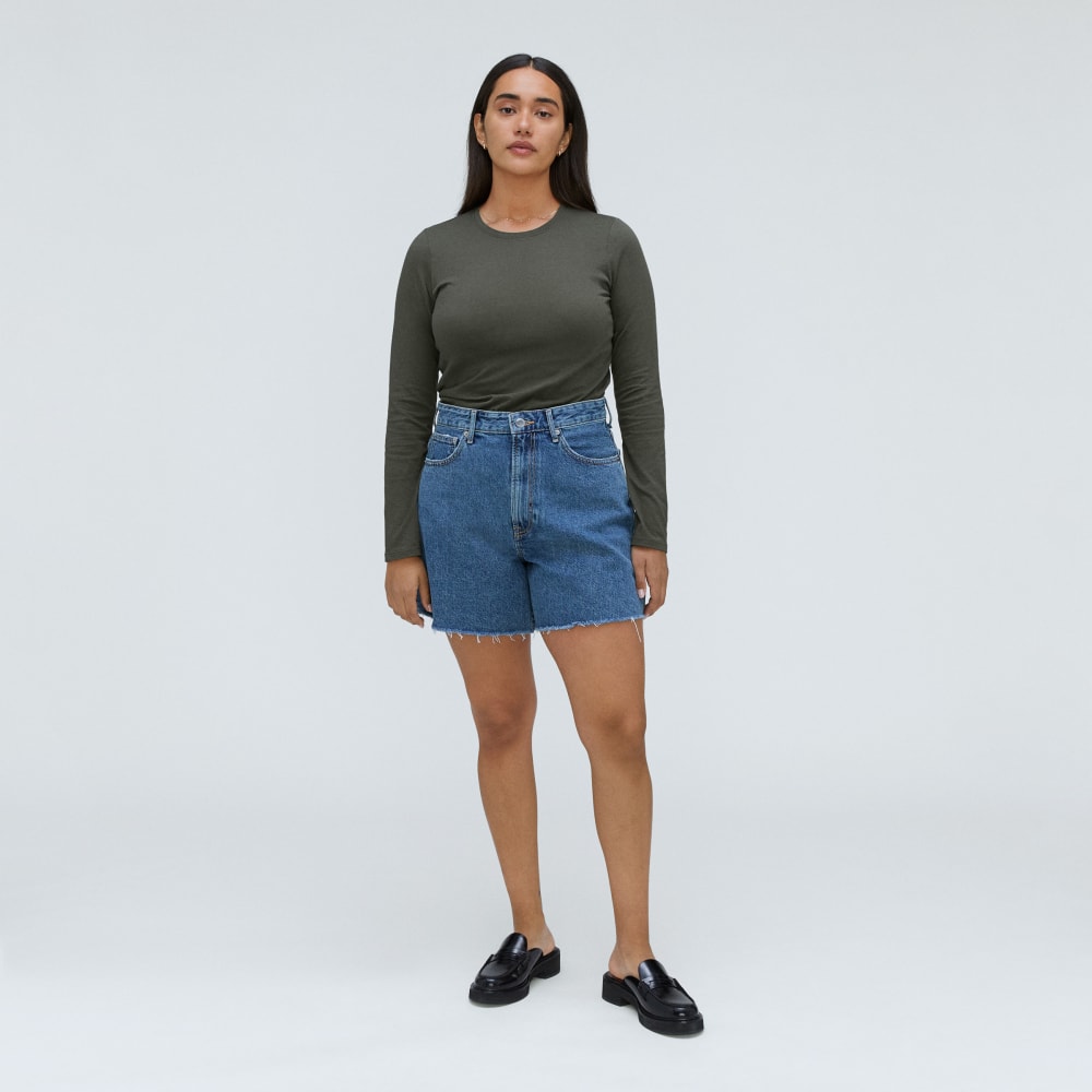 The Organic Cotton Long-Sleeve Crew in Kambaba — detail view
