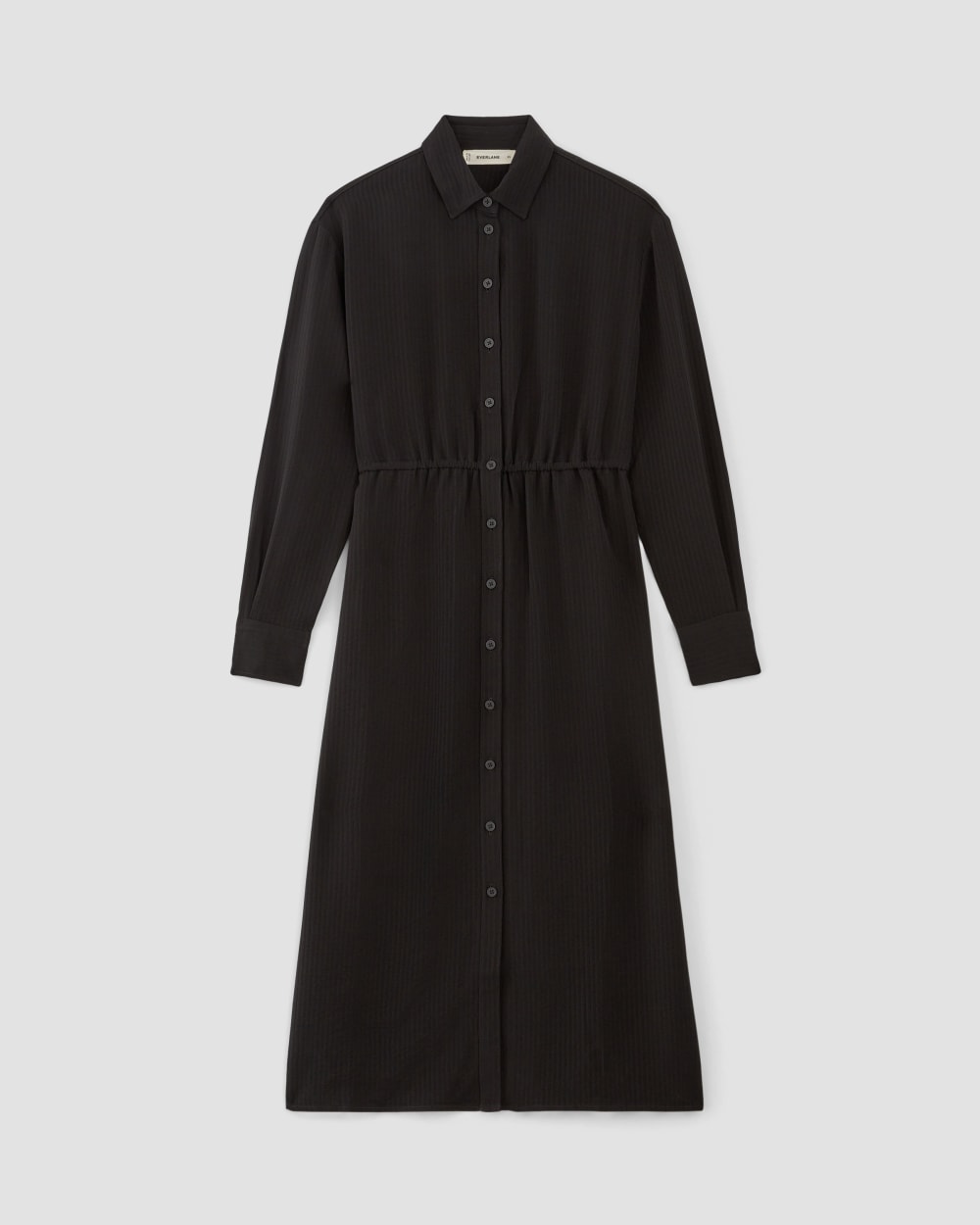 The Mini Jacquard Stripe Shirt Dress in Black — alternate view