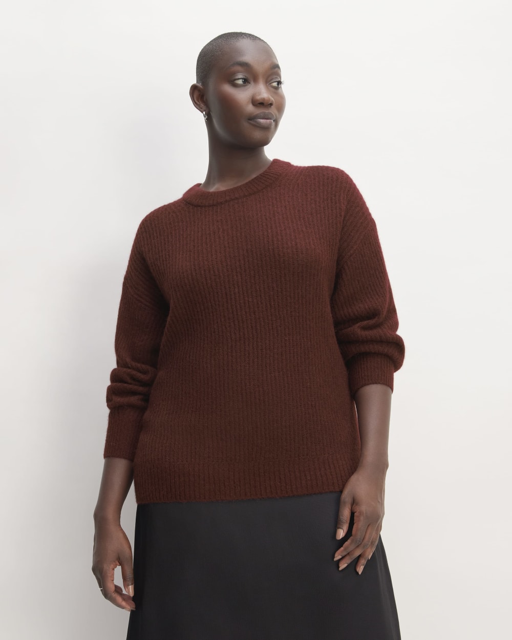 The Cocoon Crew in Alpaca in Burgundy — front view