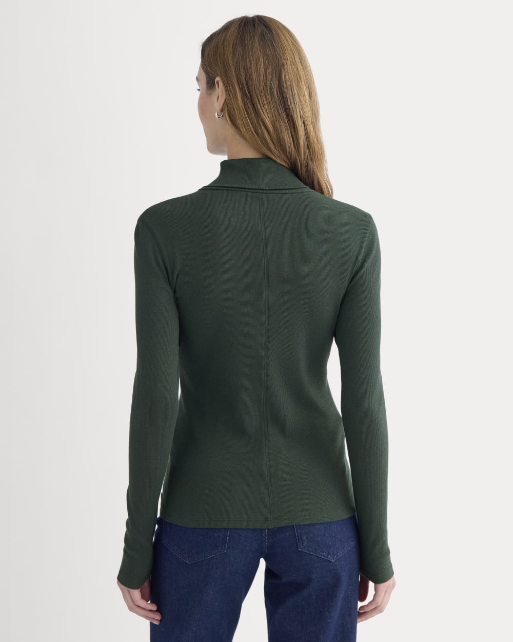 The Luxe Rib Turtleneck in Heathered Dark Sea — detail view
