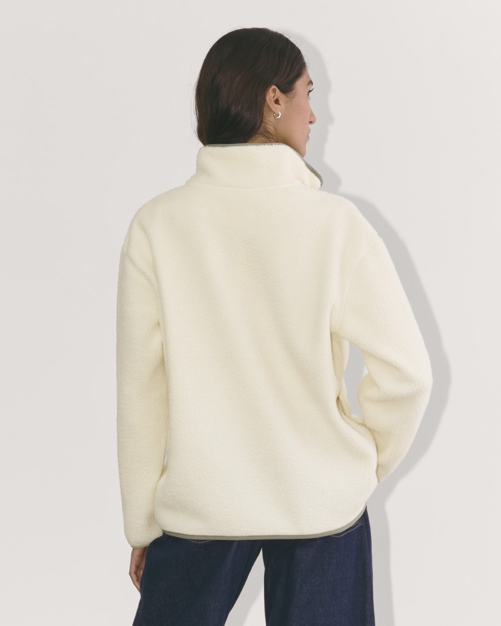 The ReNew Fleece Oversized Half-Zip in Heathered Oat — detail view