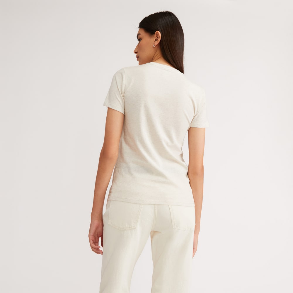The Organic Cotton Crew Tee in Heathered Oat — detail view