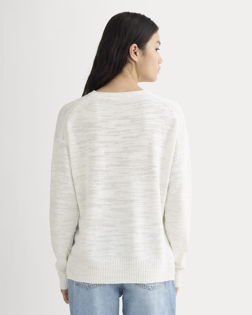 The Slouch Sweater in Cotton Linen in White — detail view
