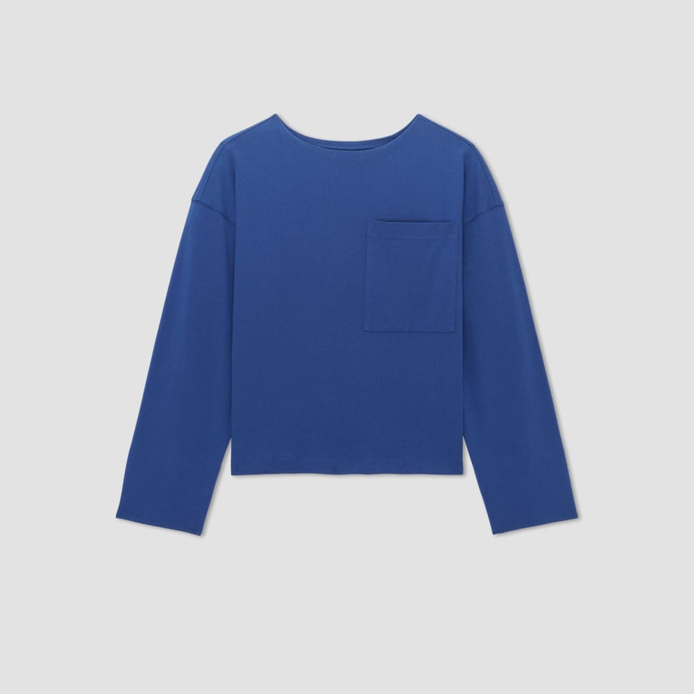 The Premium Weight Oversized Pocket Tee in Mazarine Blue — alternate view