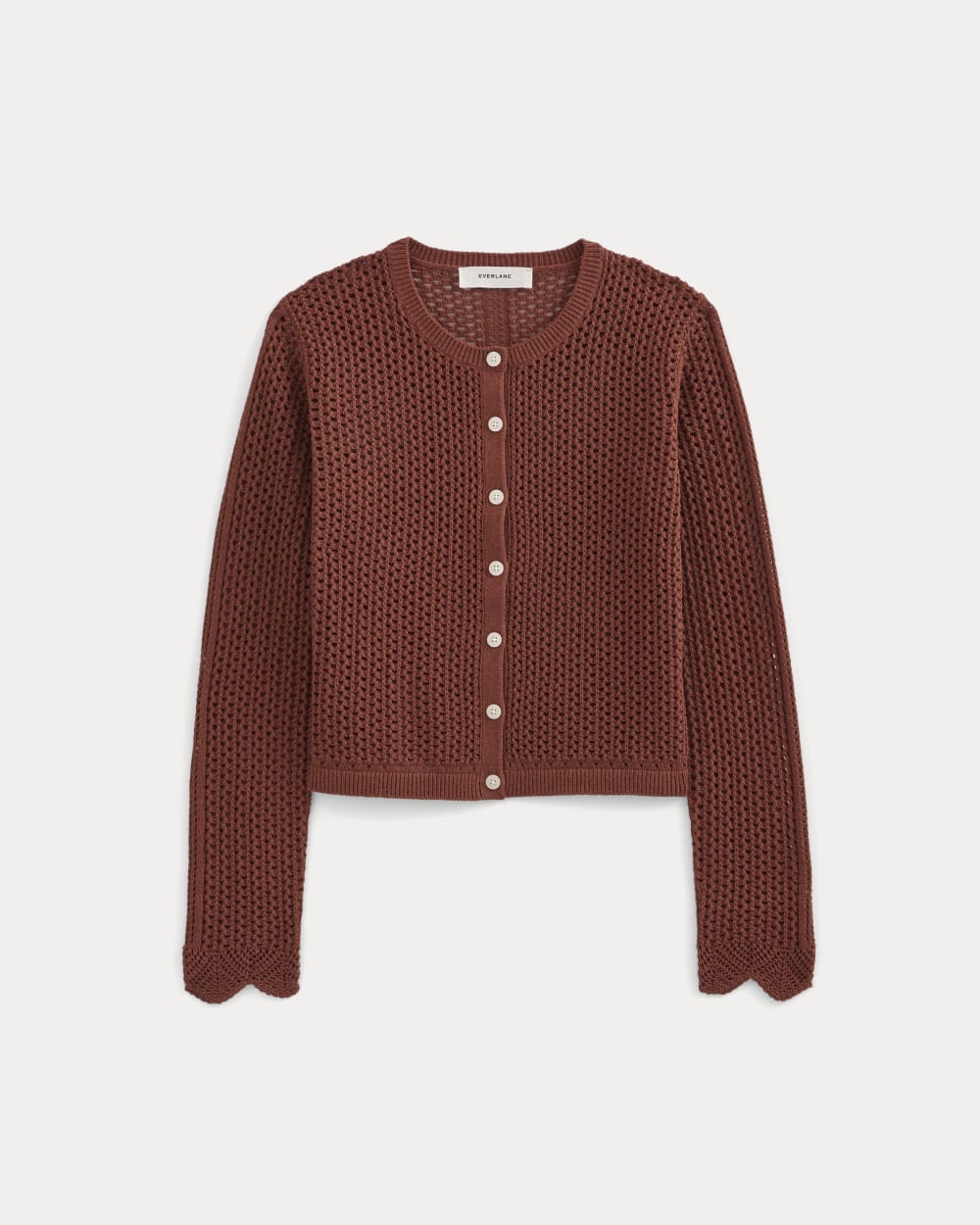 Lace-Knit Cardigan in Henna Red — alternate view