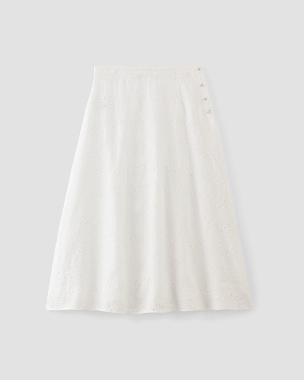 The Linen Eyelet Midi Skirt in White Eyelet — alternate view