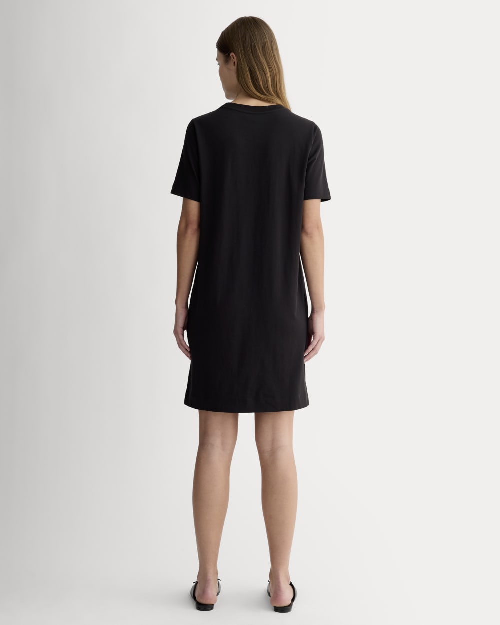 The Organic Cotton Weekend Tee Dress in Black — detail view