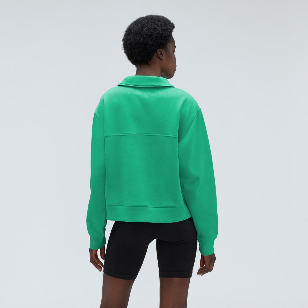 The Track Half-Zip in Bright Jade — detail view