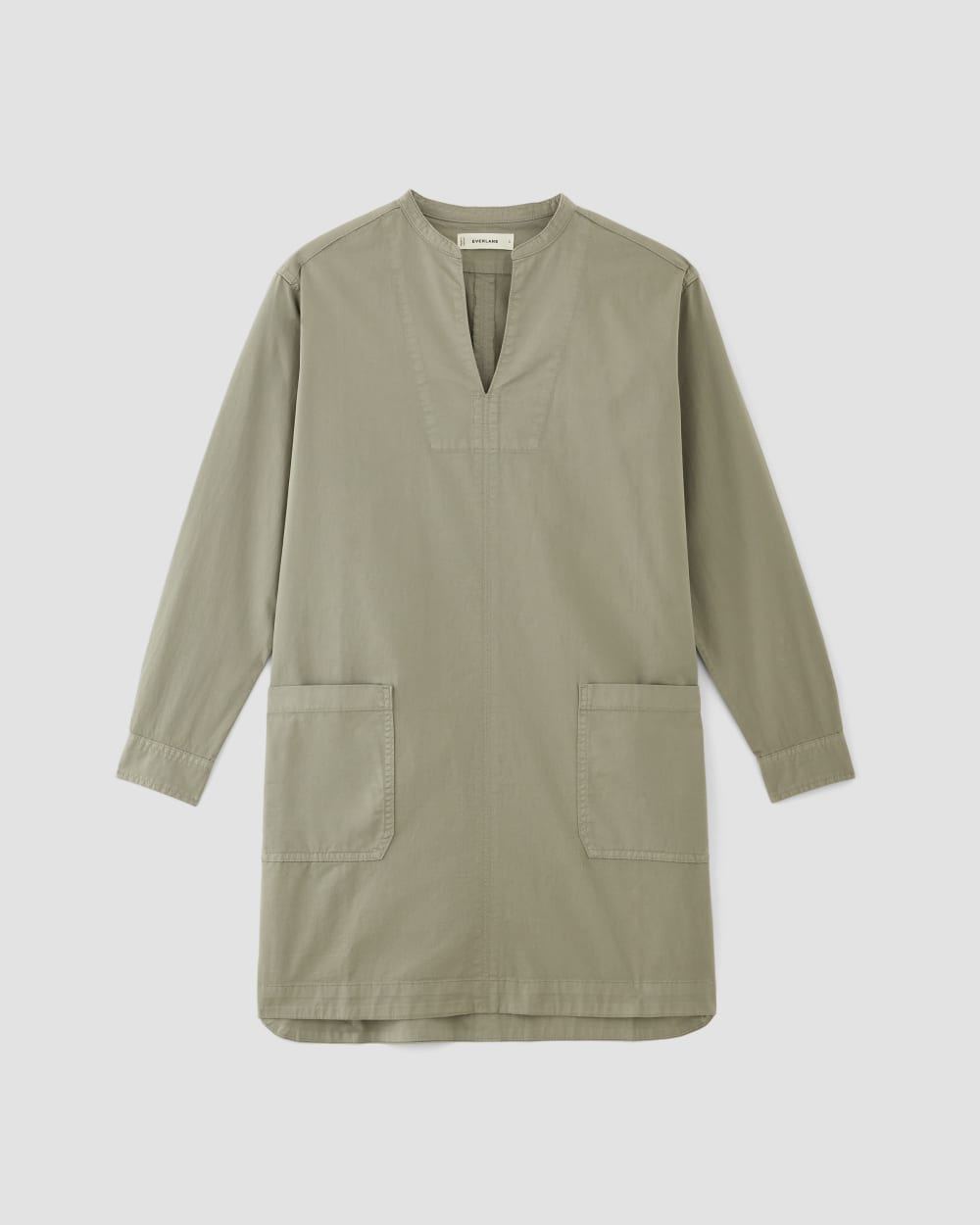 The Long-Sleeve Utility Mini Dress in Sage Green — alternate view