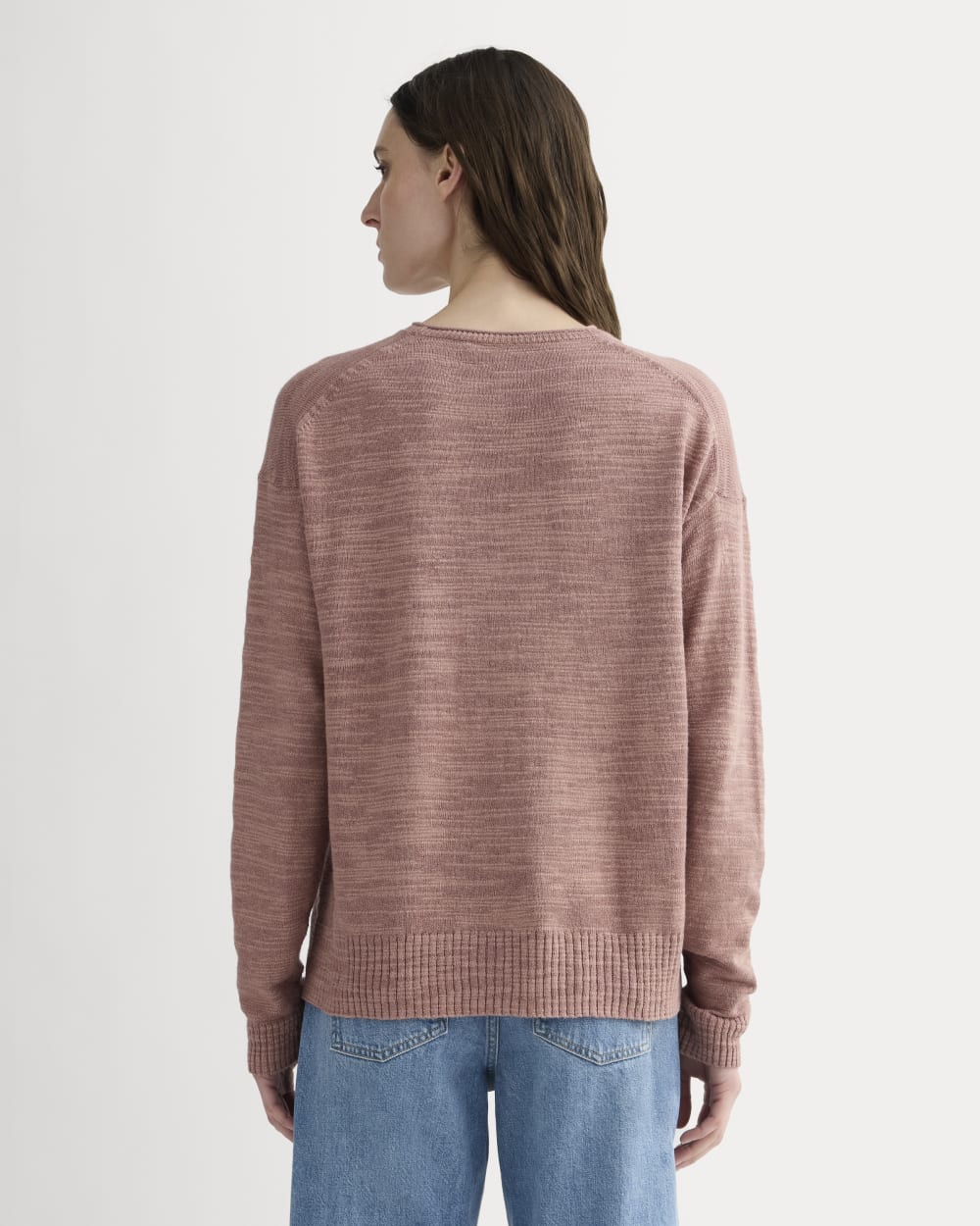 The Slouch Sweater in Cotton Linen in Rose Dusk — detail view