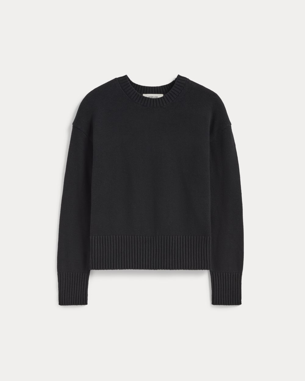 The Boxy Sweater in Everyday Cotton in Black — alternate view