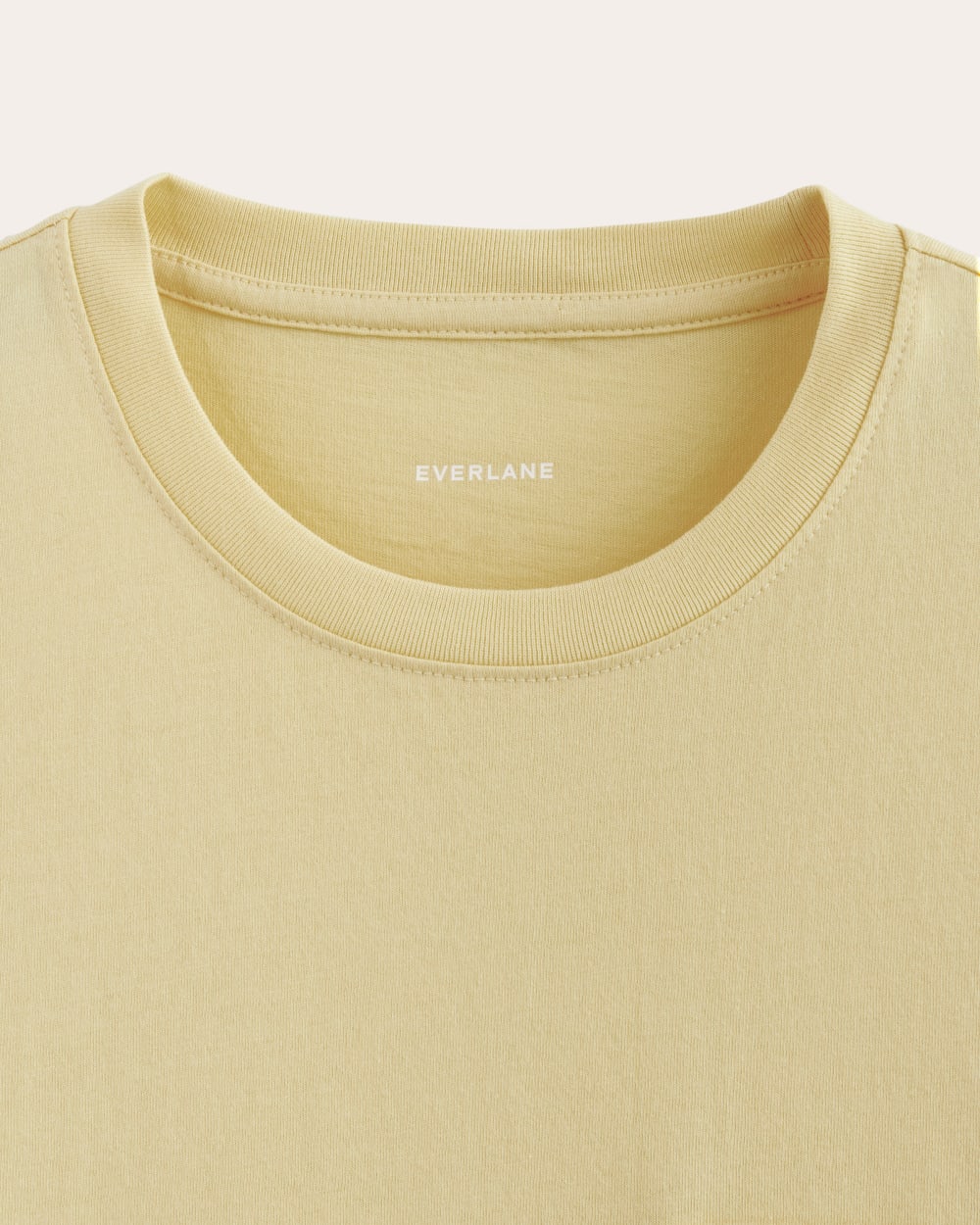 The Box-Cut Tee in Essential Cotton in Banana Crepe — detail view