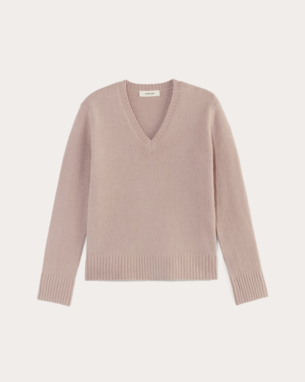 The V-Neck Sweater in Plush Cotton in Dusty Rose — alternate view
