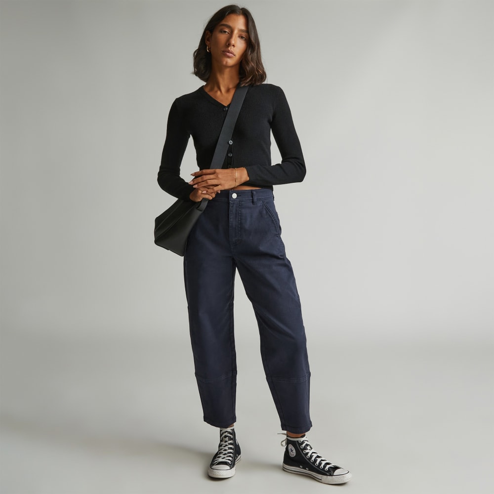The Utility Barrel Pant in Navy — front view