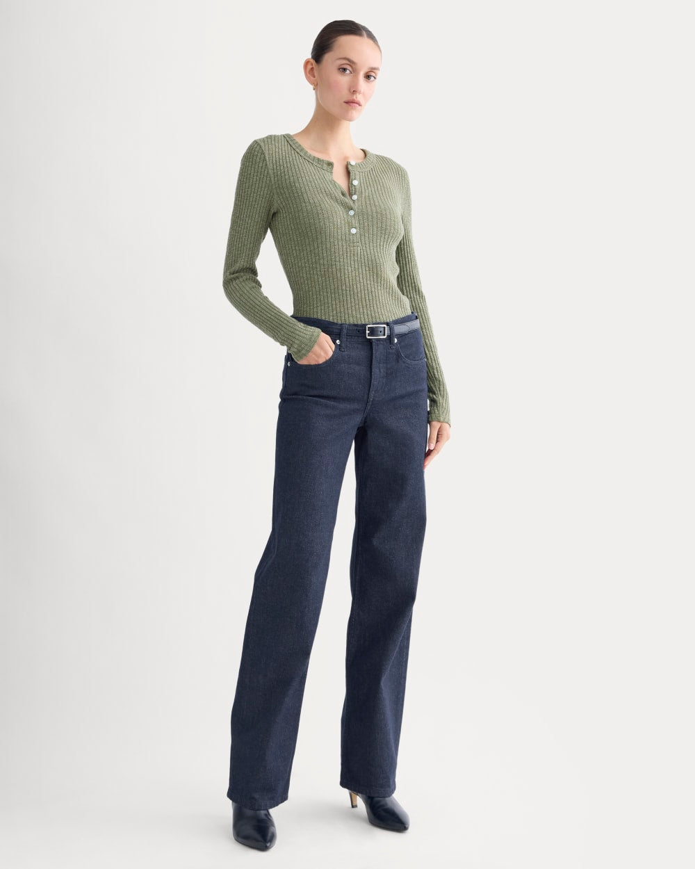 The Cozy Rib Henley in Kalamata — detail view