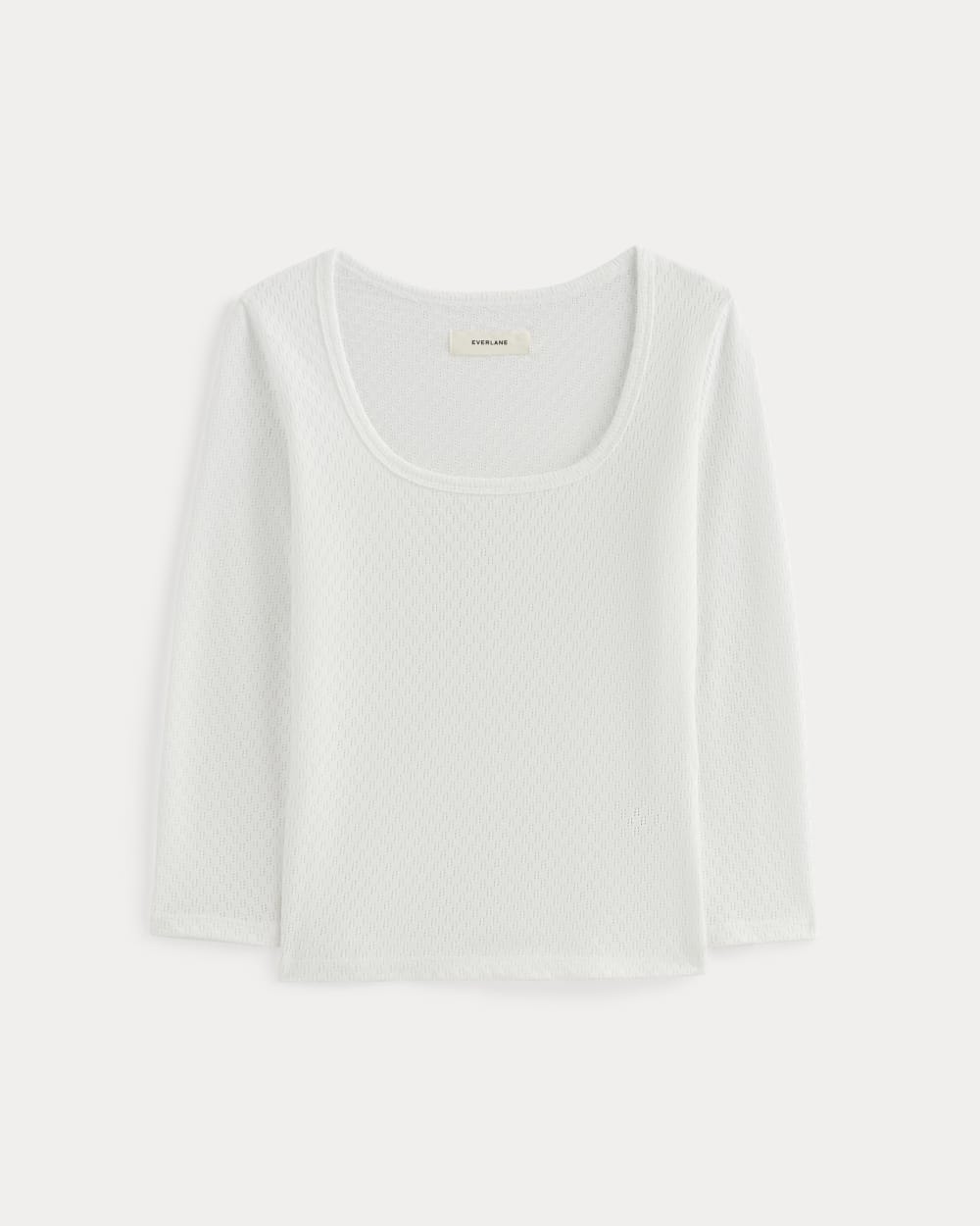 The Pointelle Scoop-Neck Top in White — alternate view