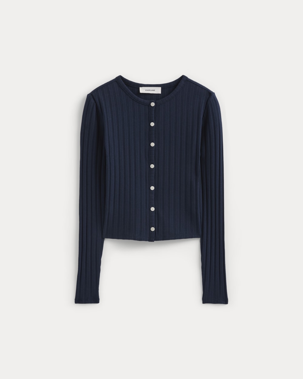 Cardigan in Pointelle in Deep Navy — alternate view