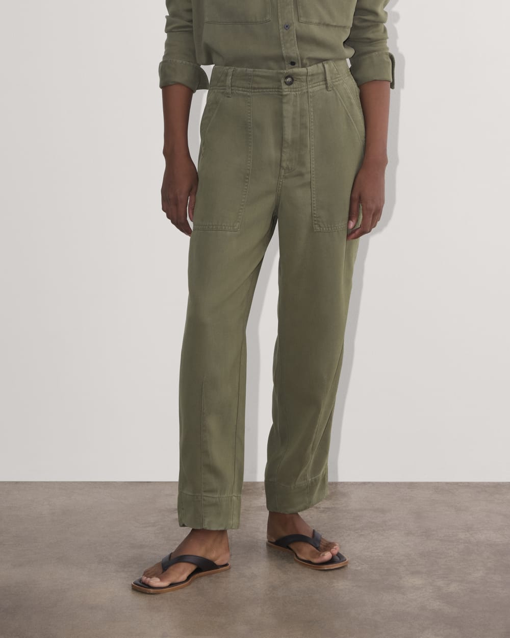 The Utility Pant in Buttersoft in Kalamata — detail view
