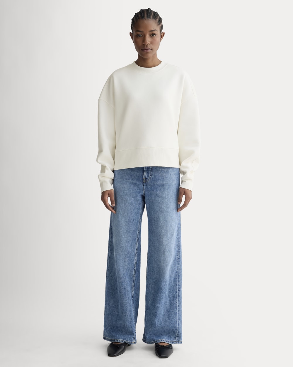 Luxe Fleece Sweatshirt in Bone — detail view