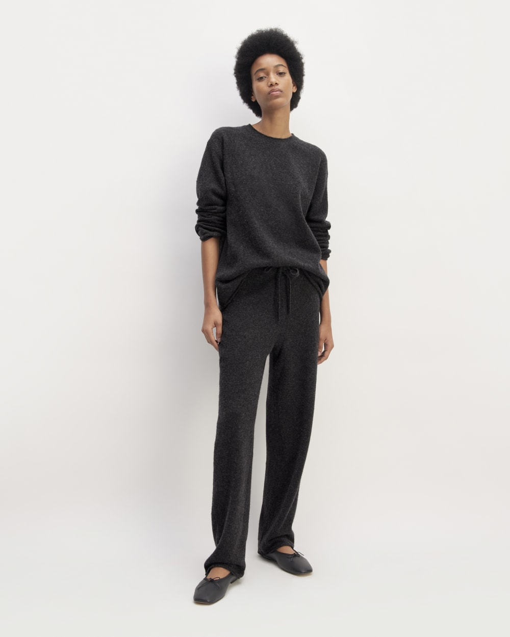 The Cozy-Stretch Straight-Leg Sweatpant in Charcoal — front view