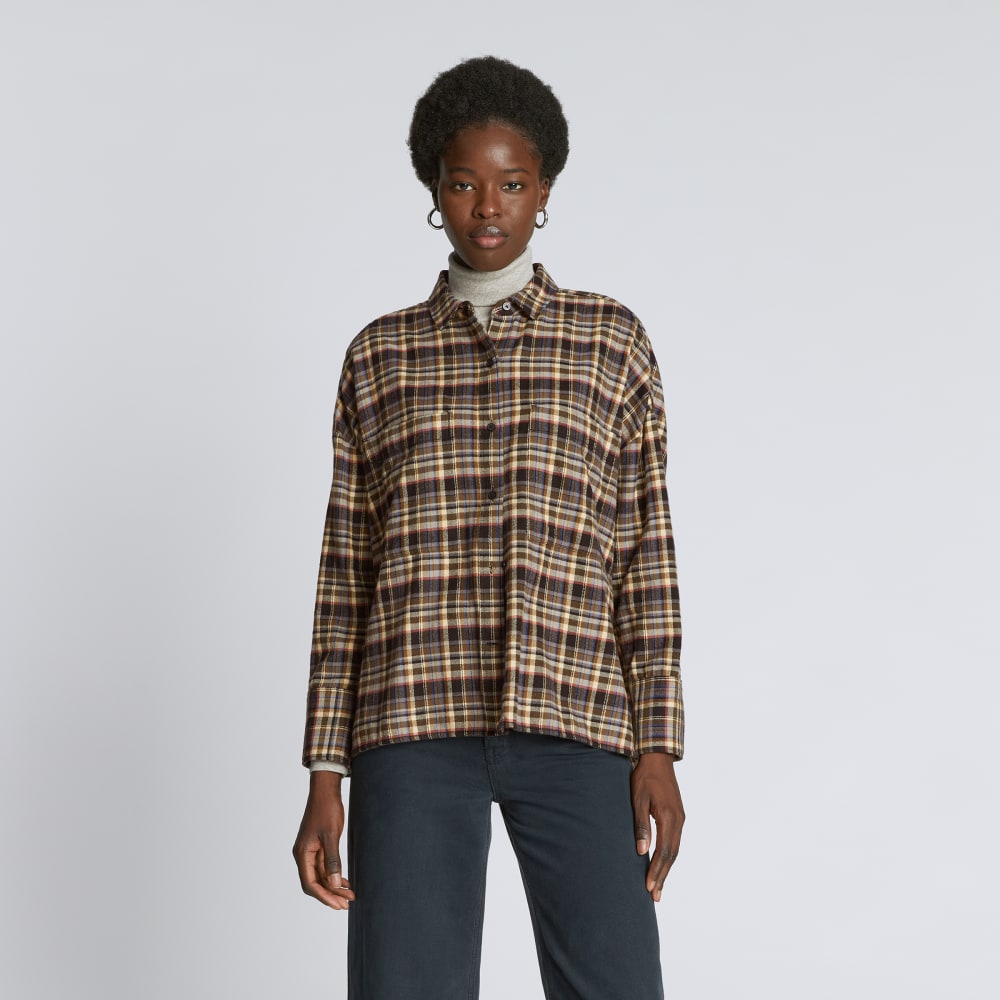 The Boxy Flannel in Multi Plaid — front view