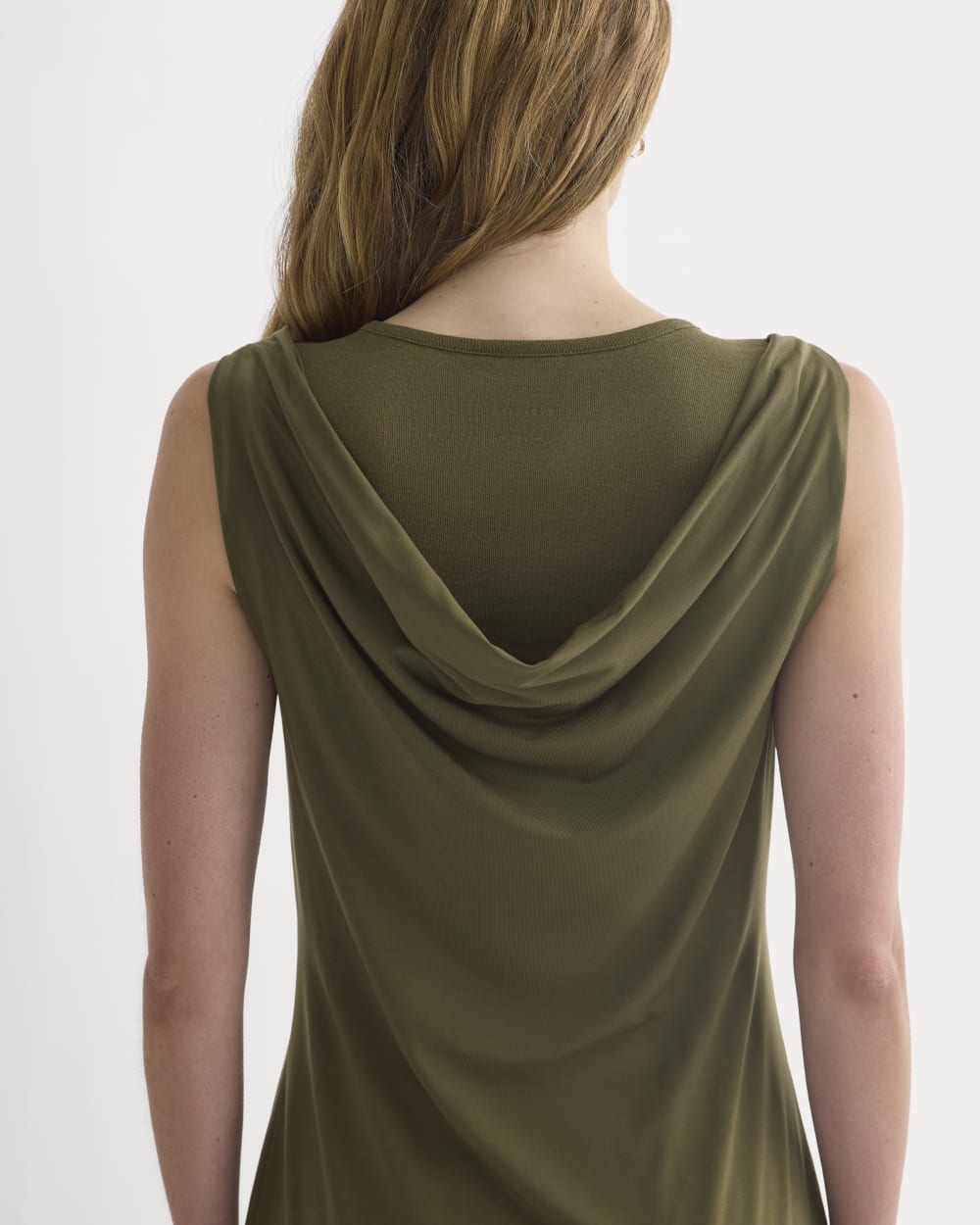 Cowl Neck Mini Dress in Beech — detail view