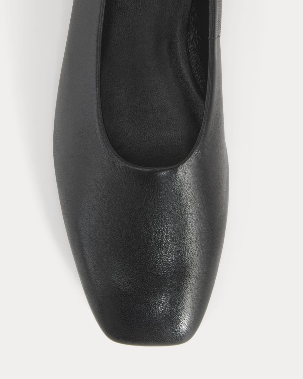 Gallery Square-Toe Flat in Black — detail view