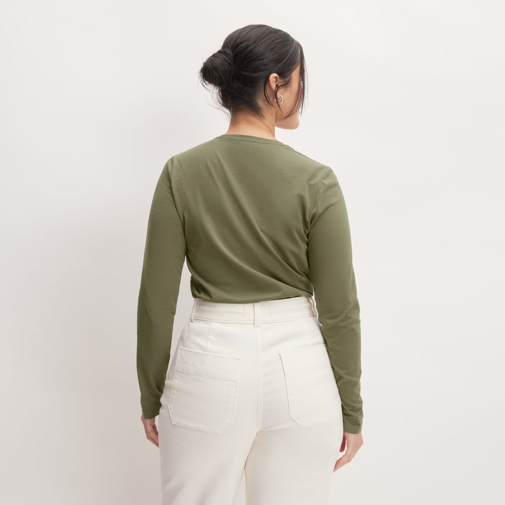 The Organic Cotton Long-Sleeve Crew in Kalamata — detail view
