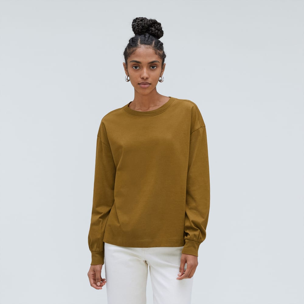 The Organic Cotton Long-Sleeve Tee in Tapenade — alternate view