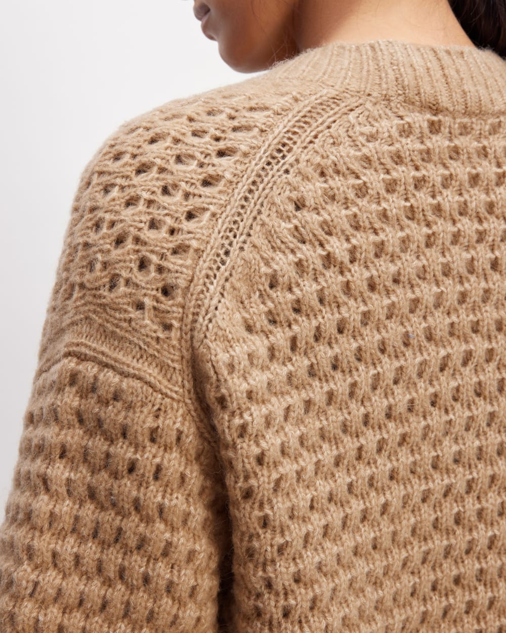 The Cloud Oversized Textured Cardigan in Tiger's Eye — detail view