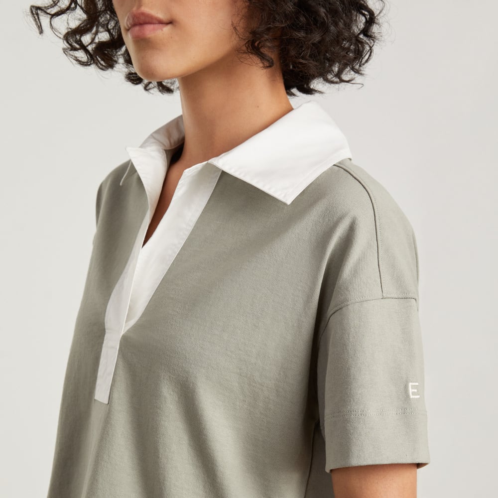 The Retro Jersey Polo in Smoke / Bone — detail view