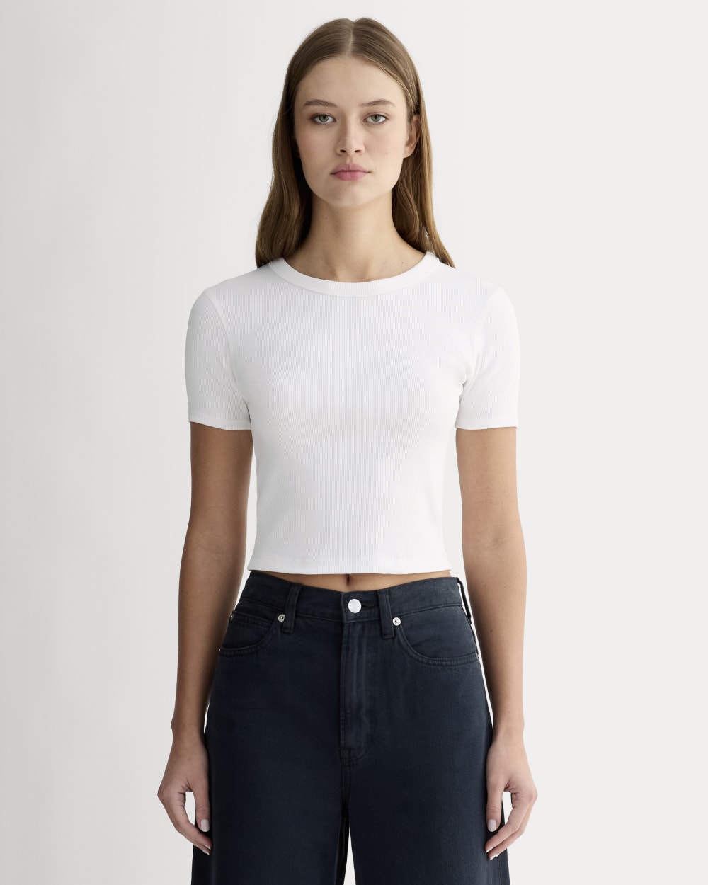 The ’90s Rib Tee in White — front view
