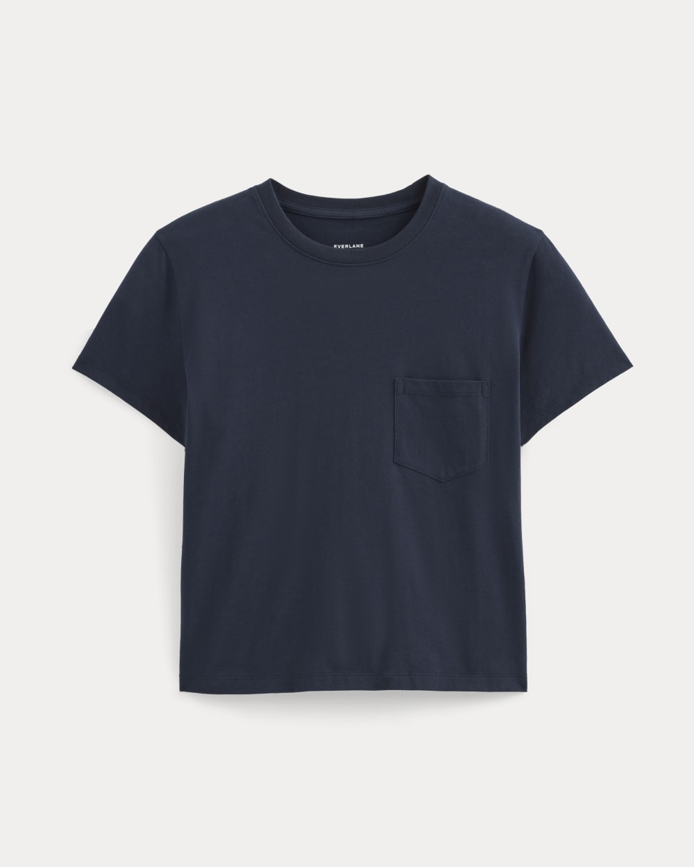 The Box-Cut Tee in Essential Cotton in Navy — alternate view