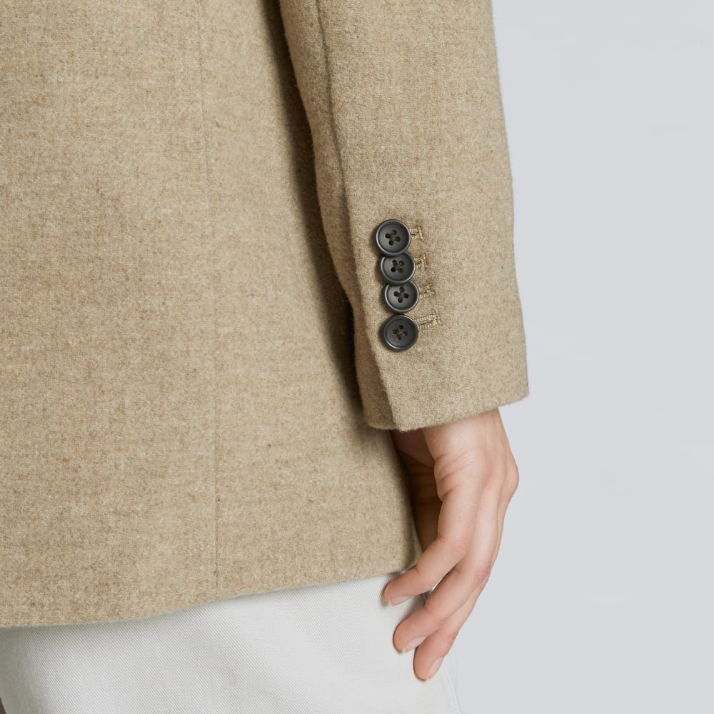 The Oversized Blazer in Wool in Toasted Tan — detail view