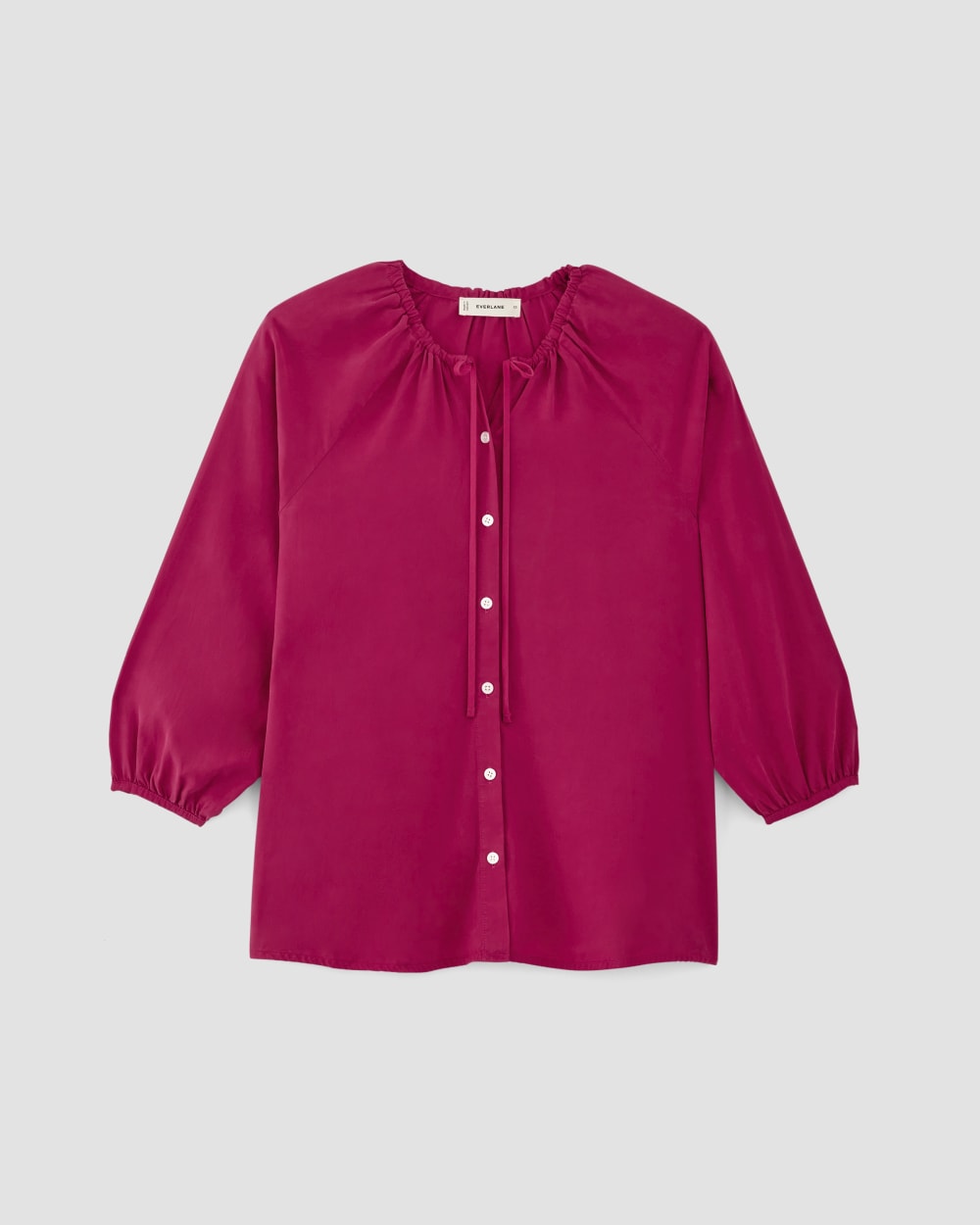 The Gathered Shirt in Butterlite in Red Currant — alternate view