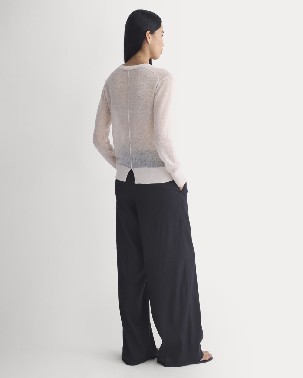 The Air Alpaca™ Relaxed Crew Top in Soft Pink — detail view